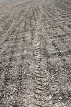 Tread pattern of a truck tire on the soil