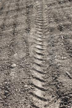 Tread pattern of a truck tire on the field soil