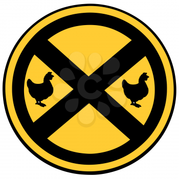 Royalty Free Clipart Image of a No Chicken Crossing Sign