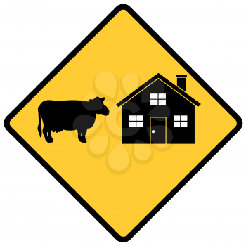 Royalty Free Clipart Image of a Cattle Farm Sign