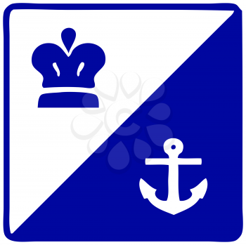 Royalty Free Clipart Image of a Crown and Anchor Sign