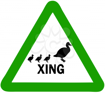 Royalty Free Clipart Image of a Duck Crossing Sign