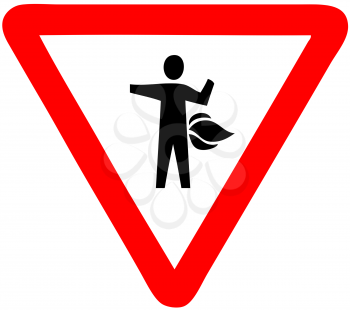 Royalty Free Clipart Image of a Flatulent Man Warning Sign