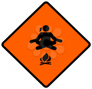 Royalty Free Clipart Image of a Campfire Warning Sign