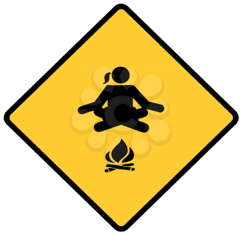 Royalty Free Clipart Image of a Campfire Sign