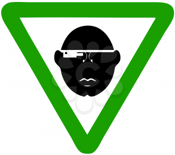 Royalty Free Clipart Image of a Man Wearing Computer Display Glasses Sign