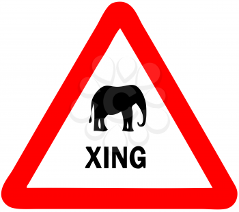 Royalty Free Clipart Image of an Elephant Crossing Sign