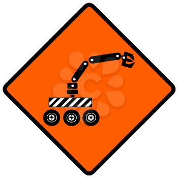 Royalty Free Clipart Image of a Robot Caution Sign