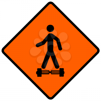 Royalty Free Clipart Image of a Hoverboard Warning Sign