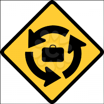 Royalty Free Clipart Image of a Roundabout Travel Sign