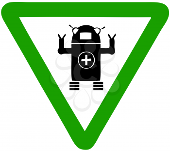Royalty Free Clipart Image of a Robo-Medic Sign