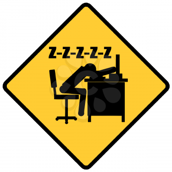 Royalty Free Clipart Image of an Office Worker Sleeping Sign