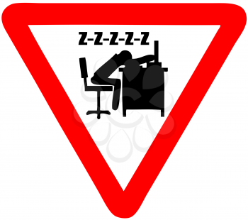 Royalty Free Clipart Image of a Sleeping Office Worker Sign