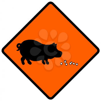 Royalty Free Clipart Image of a Pearls Before Swine Caution Sign