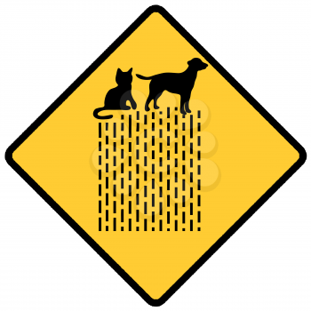 Royalty Free Clipart Image of a Raining Cats and Dogs Sign