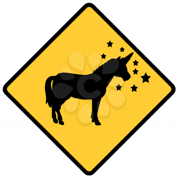Royalty Free Clipart Image of a Unicorn Sign
