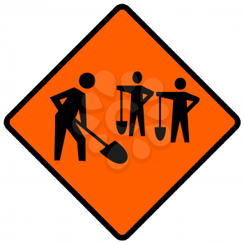 Royalty Free Clipart Image of a Work Crew Caution Sign