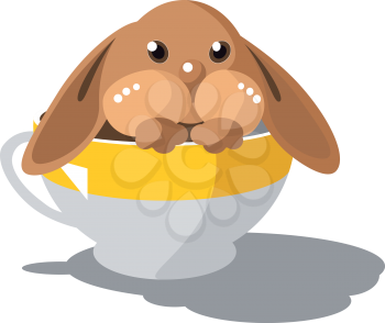 Royalty Free Clipart Image of a Bunny in a Teacup