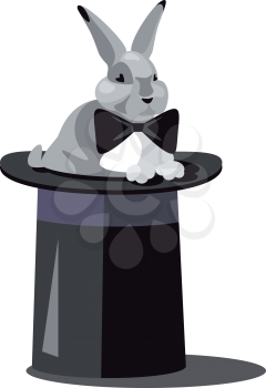 Royalty Free Clipart Image of a Rabbit in a Hat
