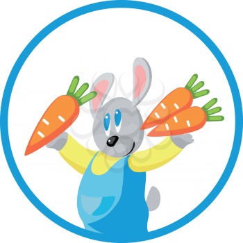 Royalty Free Clipart Image of a Rabbit and Carrots