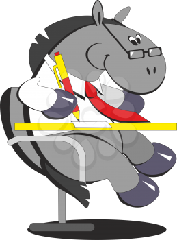 Royalty Free Clipart Image of a Horse Writing