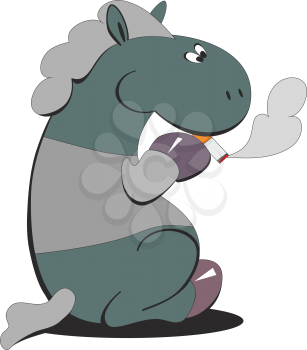 Royalty Free Clipart Image of a Horse Smoking