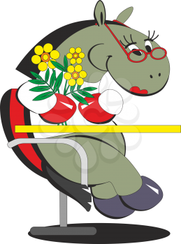 Royalty Free Clipart Image of a Horse with Flowers
