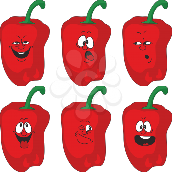 Royalty Free Clipart Image of a Set of Red Peppers