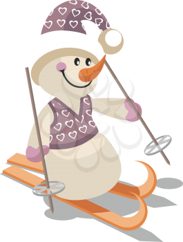 Royalty Free Clipart Image of a Snoman Skiing