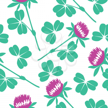 Vector. Seamless ornament with clover in color 76