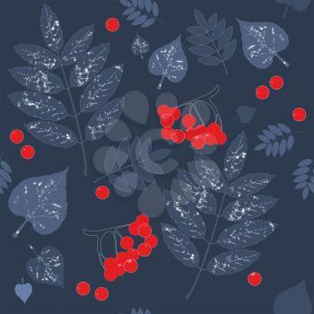 Vector. Seamless leaf and berry ornament  in color 546
