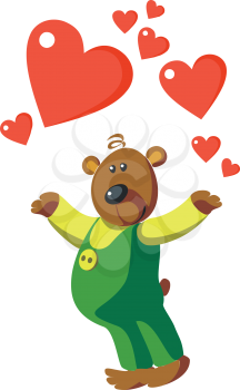 Vector. Bear with hearts color 06