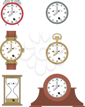 Cartoon funny clock or watch face smiles illustration 014