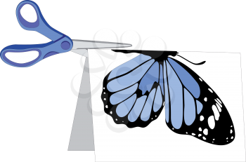 scissors  set with paper and butterfly in color 03