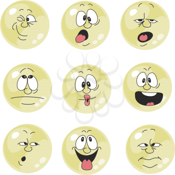 Vector. Emotion smiles yellow color set  011