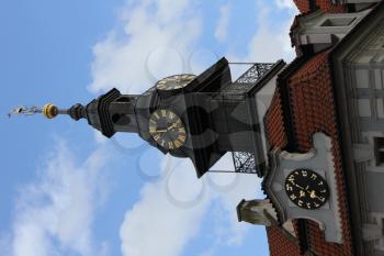 Old clock tower on european city building 7469