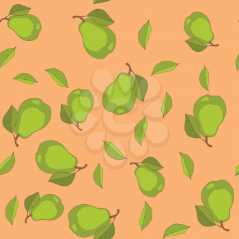Seamless pattern with cartoon pears. Fruits repeating background. Endless print texture. Fabric design. Wallpaper 595