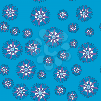 Vector seamless pattern with cornflower on color background 597