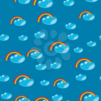 Cartoon seamless rainbow and cloud pattern 635