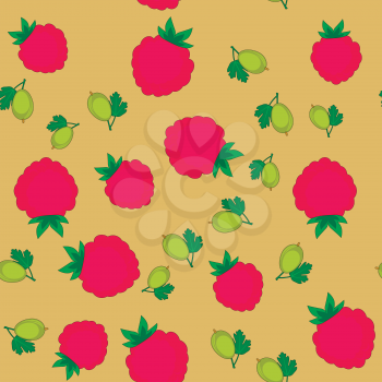Berry and gooseberry cartoon seamless pattern 646