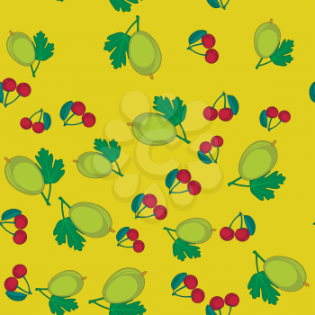 Gooseberry and cherry cartoon seamless pattern 650