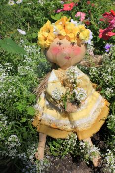 Russian homemade rag doll as symbol of summer