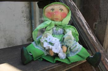 Russian homemade rag doll as symbol of spring