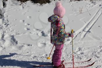 Young girl skiing on a ski track 30349