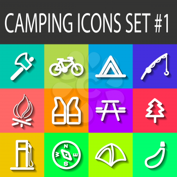 Set of camping outdoor icons set vector illustration