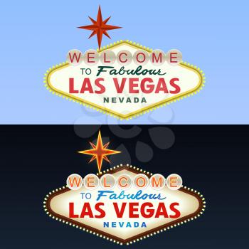 Las Vegas Sign. Day and Night. Vector illustration