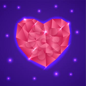 Abstract Triangle Heart. Valentine Card. Vector illustration