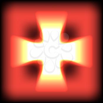 Abstract burning orange Glow Cross. Vector illustration
