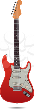 Red Electro Guitar isolated on white background