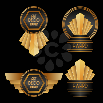 set of Art Deco Awards vector illustration